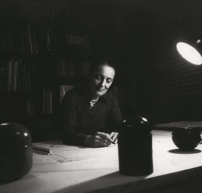 Anna Castelli Ferrieri working in her Milan studio, 1974. Photo by Valerio Castelli. Courtesy Kartell